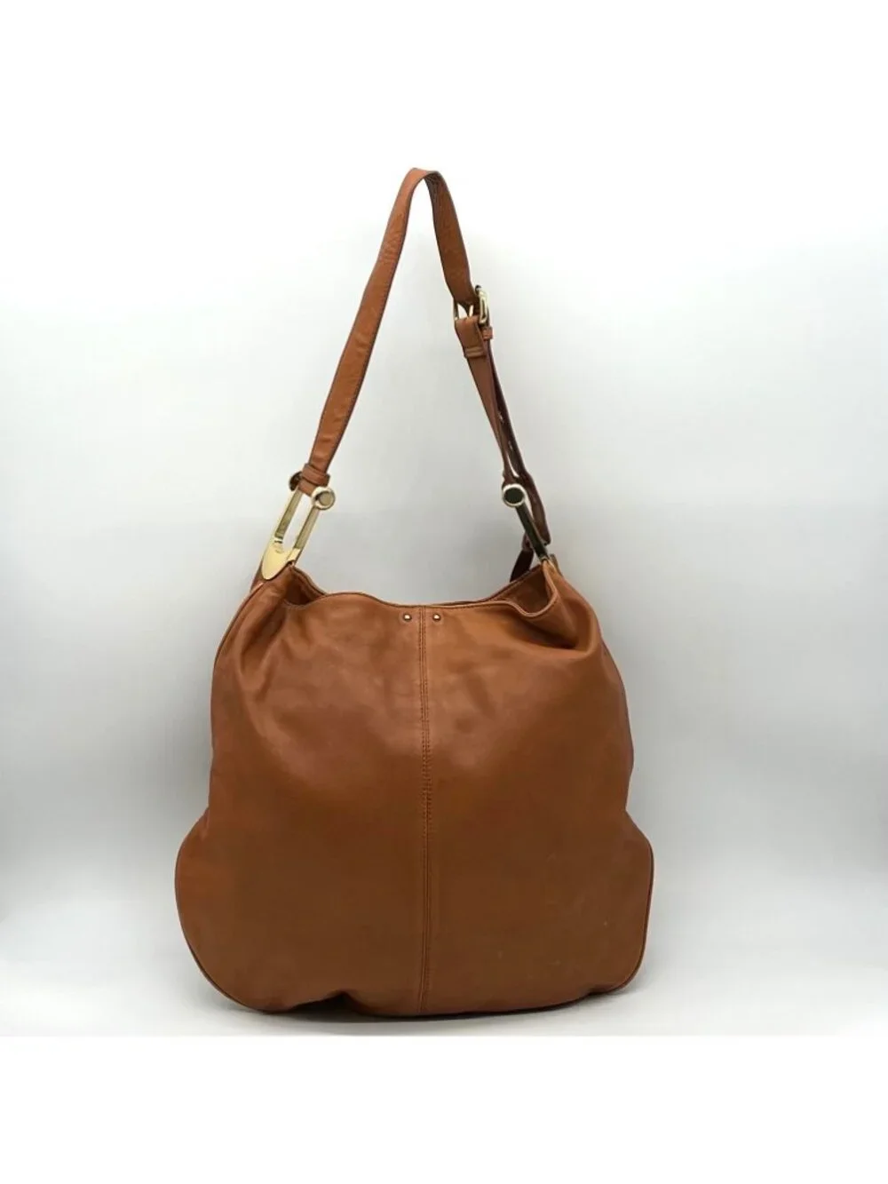 Badgley Mischka Acorn Brown Leather Hobo Bag
